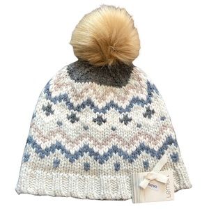 OSFA•NWT LEMON WOMEN’S KNIT TOQUE W POM POM IN BEIGE, GREY & SAND•